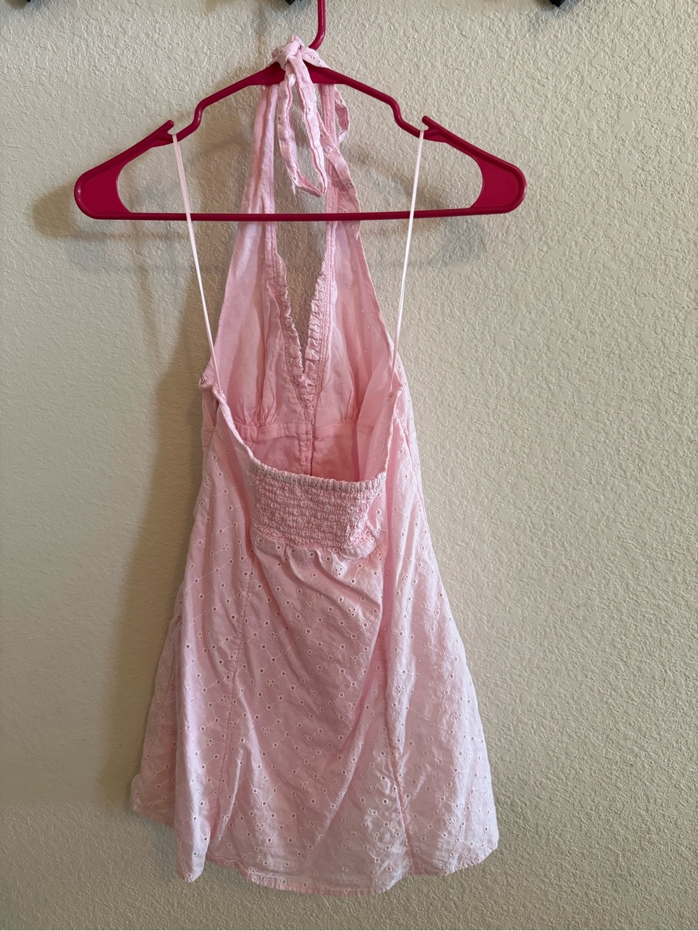 Kimchi Blue Light Pink Eyelet Halter Mini Dress - Picture 2 of 4